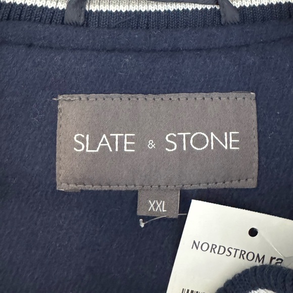 SLATE & STONE Wool Blend Varsity Baseball Letter Jacket Blue Size XXL $398 NWT - Picture 6 of 6
